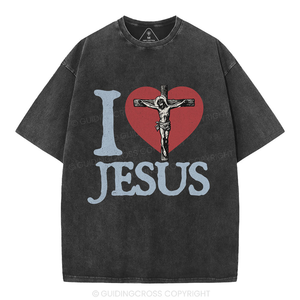 I Love Jesus  Christian Washed T-Shirt Sale - GuidingCross